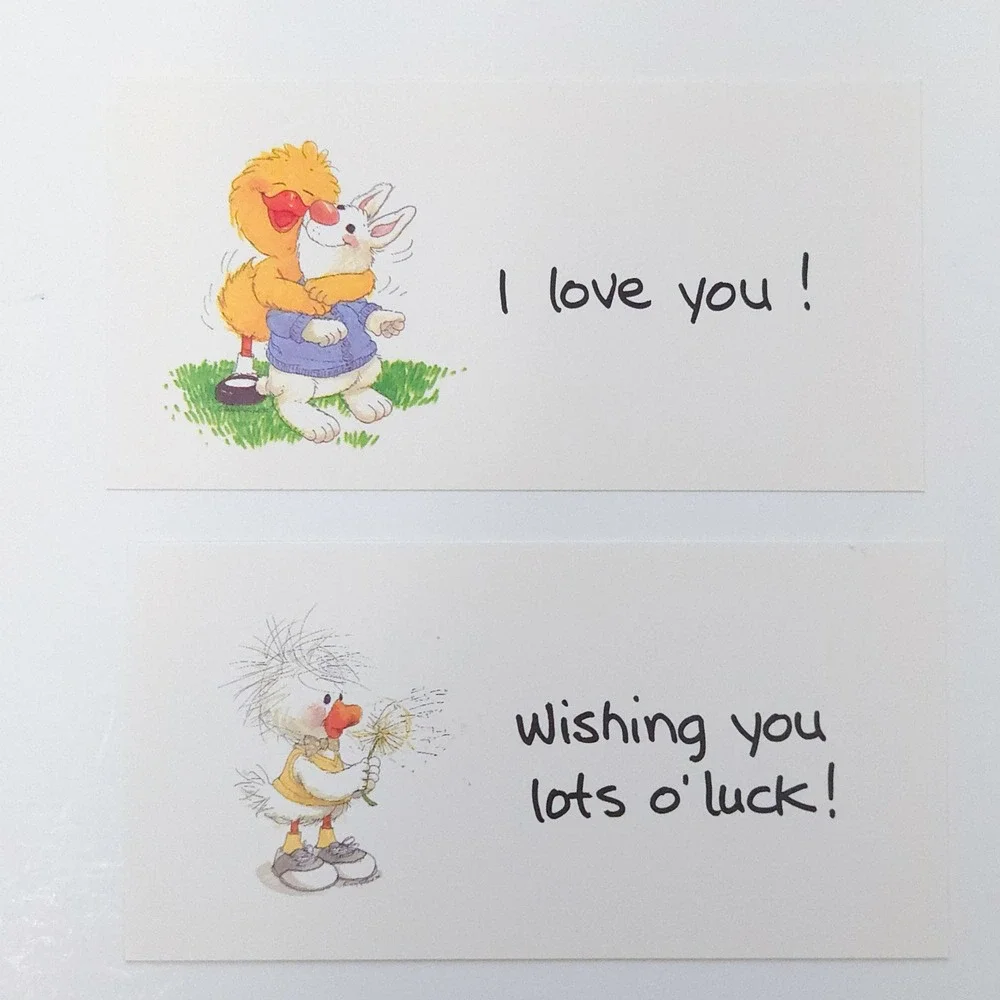 Suzy's Zoo Vintage 1990s Mini Messages 4x2 Enclosure‎ Greeting Cards (Set of 15)